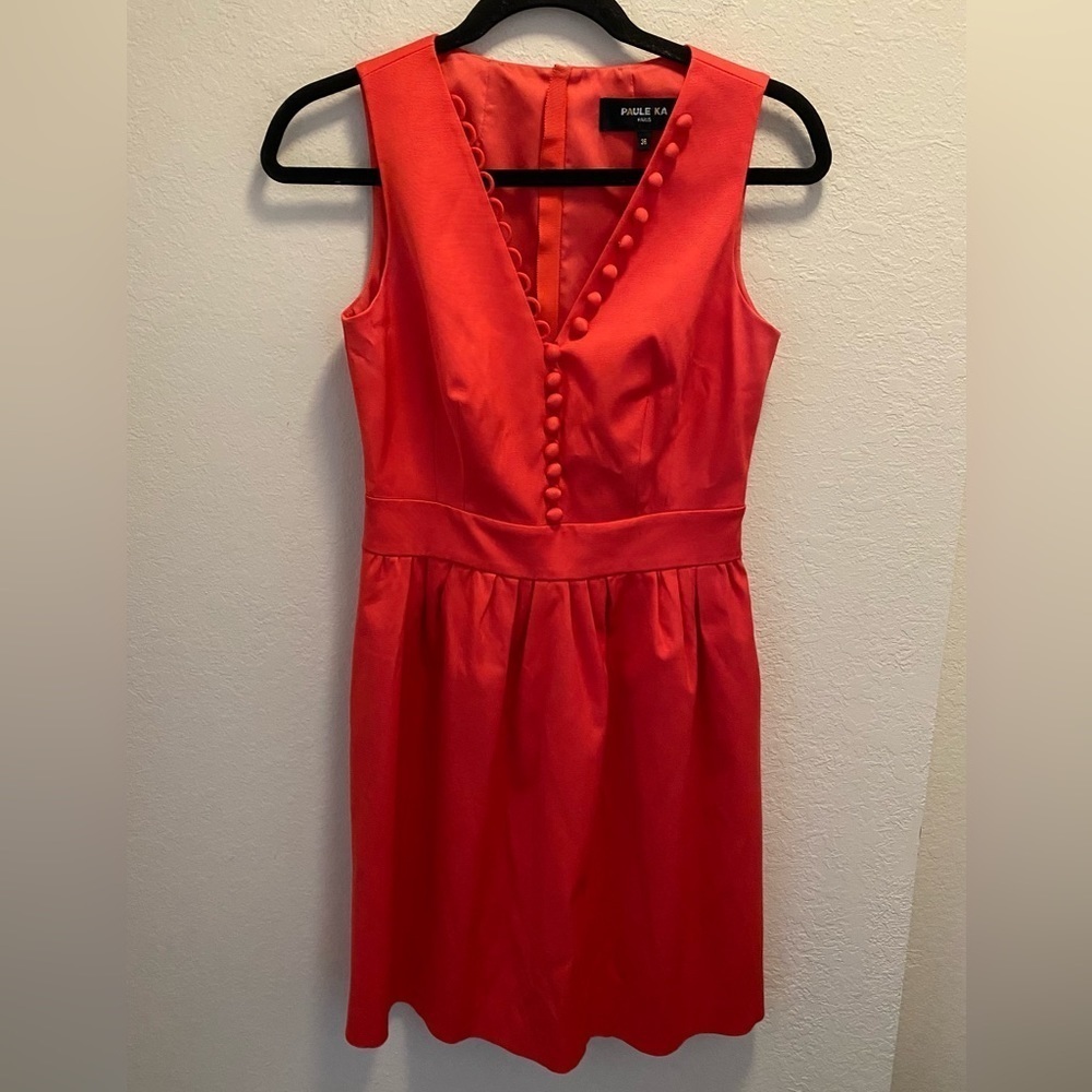 Paule Ka Red Button Front Mini Dress